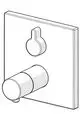 Chromfarbige Wandmontage mit einem runden und einem schlichten Drehknopf. HANSAVAROX PRO für eine Brausebatterie. Ecken der Rosette sind schmal und gerade.